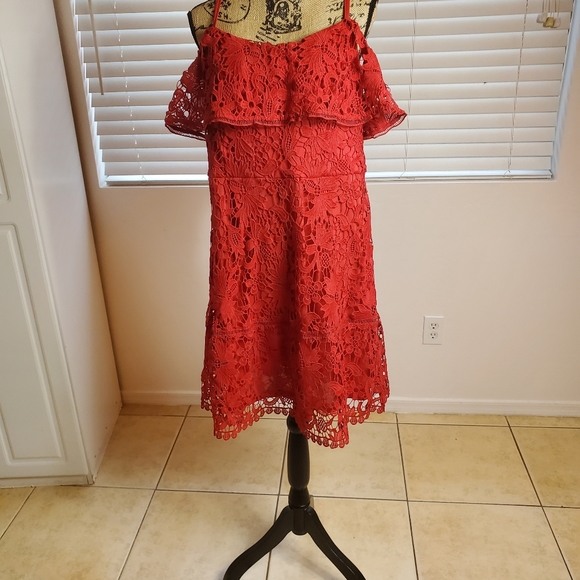 CITY CHIC Dream Of Lace Dress Red Scarlet Dress - Picture 3 of 9